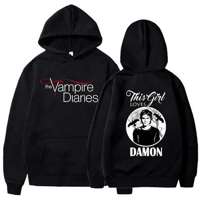 The Vampire Diaries Bluzy Damskie Moda Osobowość Bluza z Kapturem Casualowa Outdoor Luźna Długi Rękaw Pulower