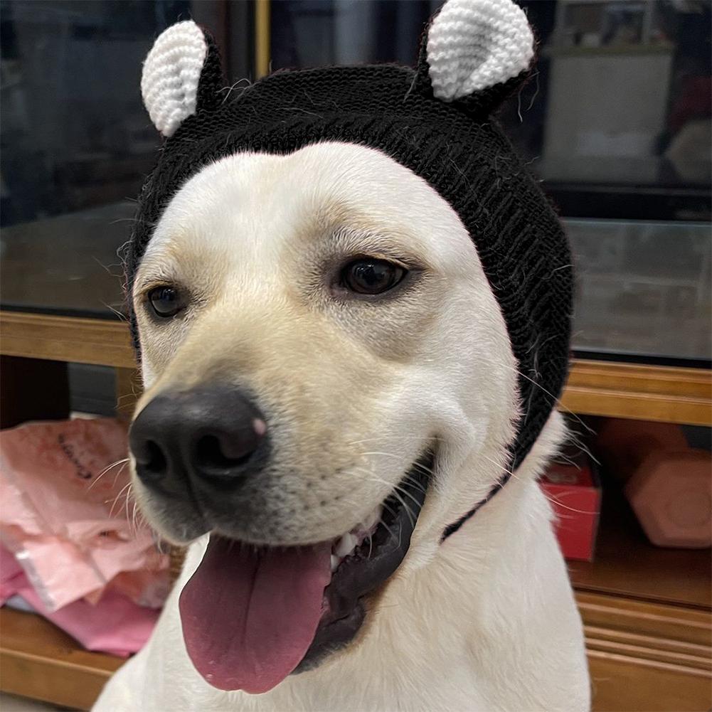 

Зимняя теплая шапка для собак, наушники, защита от шума, ветрозащитные чехлы для ушей домашних животных, вязаные наушники для маленьких и средних щенков, аксессуары серый