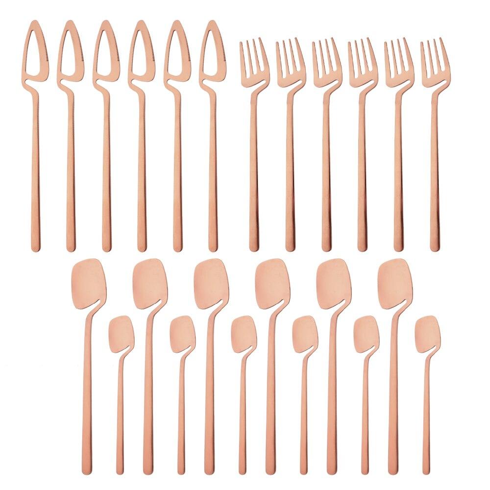 Newest Orange Silver 304 Stainless Steel Dinnerware High Quality 24Pcs Cutlery Set Matte Blue Flatware Knife Fork Spoon Hanging Tableware Set
