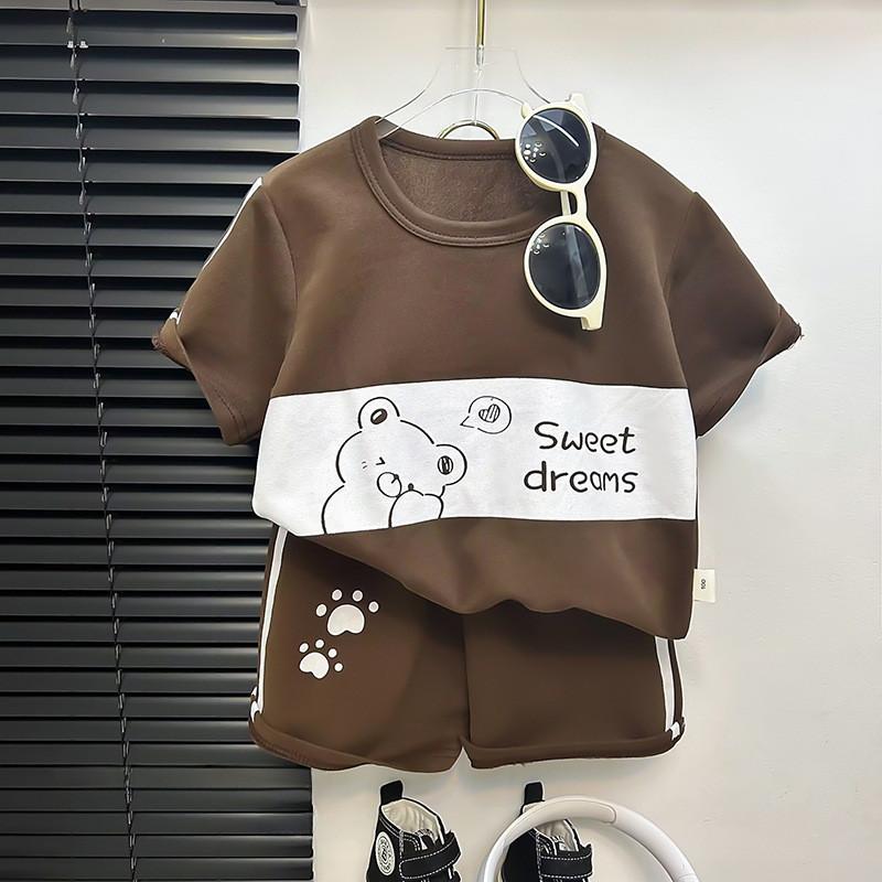 Baby Boy Girl Summer Cotton Animal Cartoon Short Sleeve T Shirt And Shorts Set For Toddler Kids