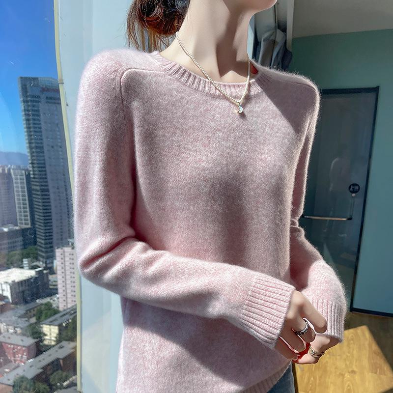 Women's Thickened Cashmere Sweater - Round Neck, Saddle Shoulder Knit Pullover for Autumn/Winter