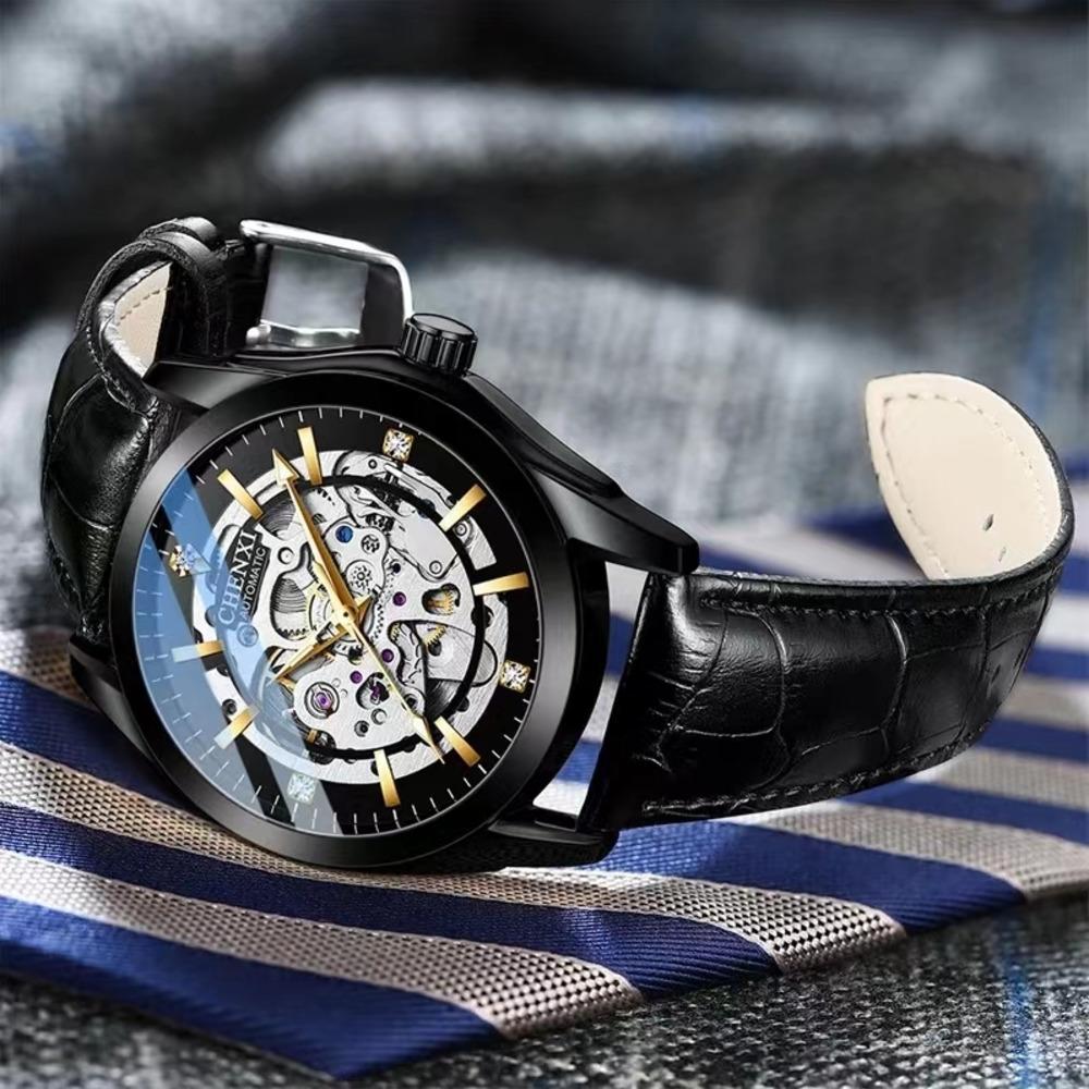 Mens Watches Fashion Luxury Hollowing Automatic Mechanical Watch Waterproof Luminous Watch For Man