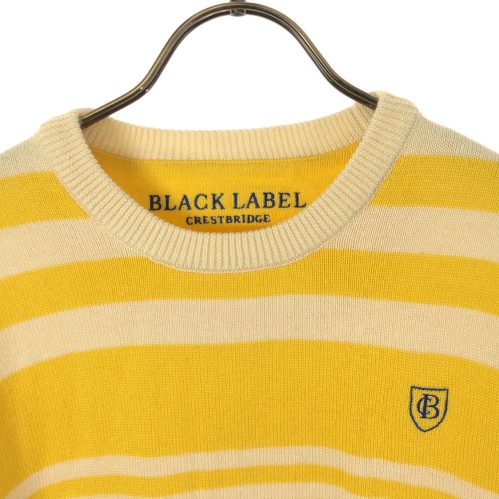 BLACK LABEL CRESTBRIDGE Sanyo Shokai Wool Blend Border Logo Embroidery Long Sleeve Knit Men's Used