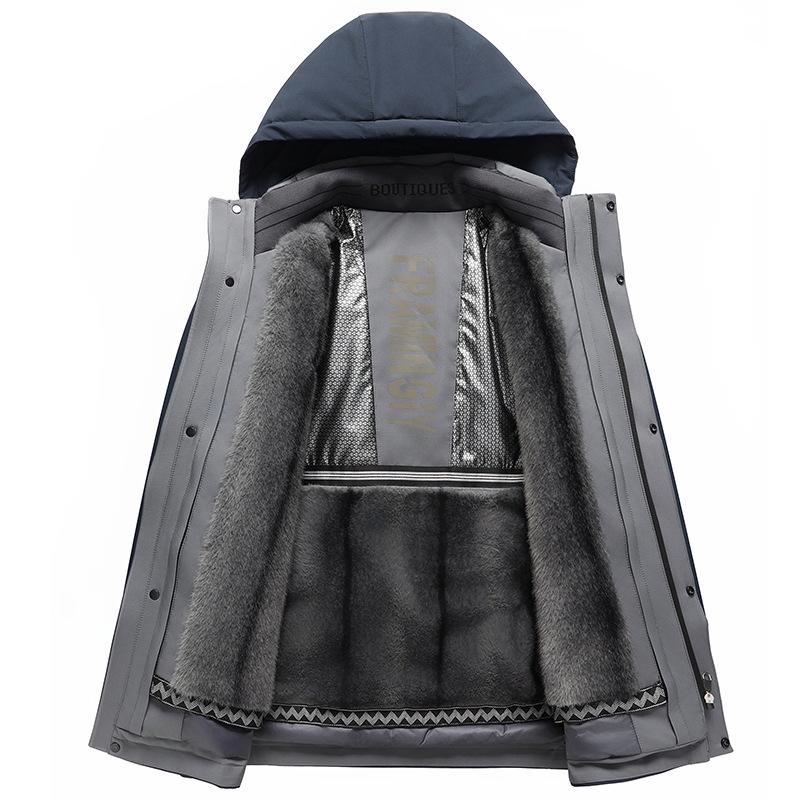 Men's High-End Winter Business Casual Down Jacket with Detachable Goose Down Liner - Middle-aged Dad's Style.