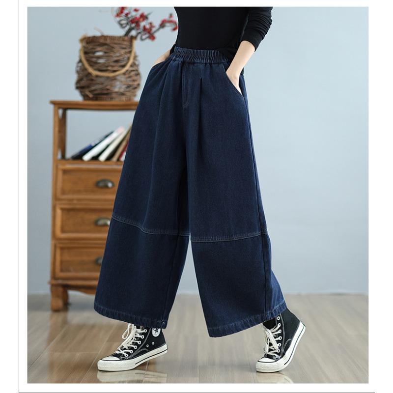 DIMANAF 2025 Herbst Winter Jeans Damen Übergröße Verdicken Futter Vintage Baumwoll-Denim Lange Hosen Unterteile