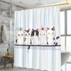 Cute Cartoon Cat In Blue Color Shower Curtain Washable Dirt-Resistant Shower Head Waterproof Polyester Bath Curtain