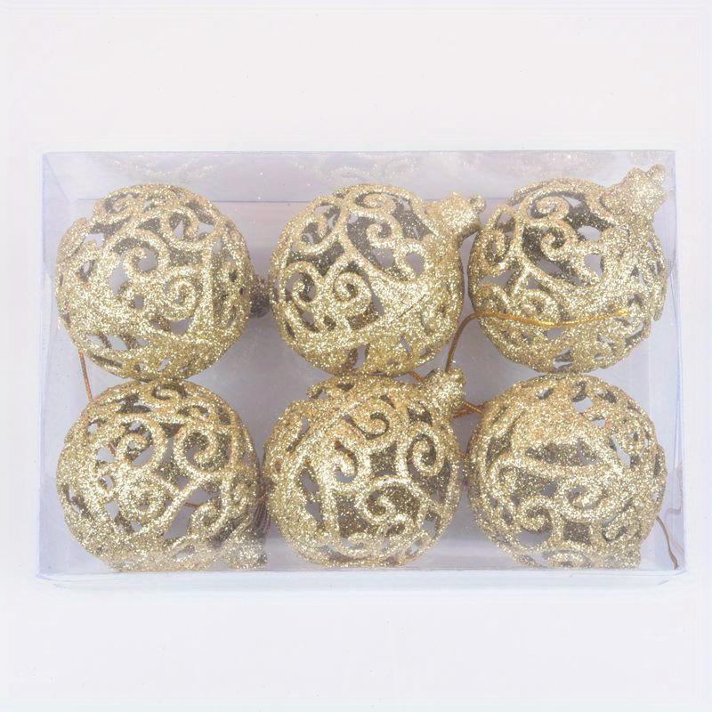 6pcs Christmas Shaped Ball Christmas Hollow Ball Christmas Tree Decoration Christmas Scene Layout Decorations