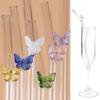 Butterfly Glass Straws Set Reusable Bar Tool For Smoothies Cocktails Drinking