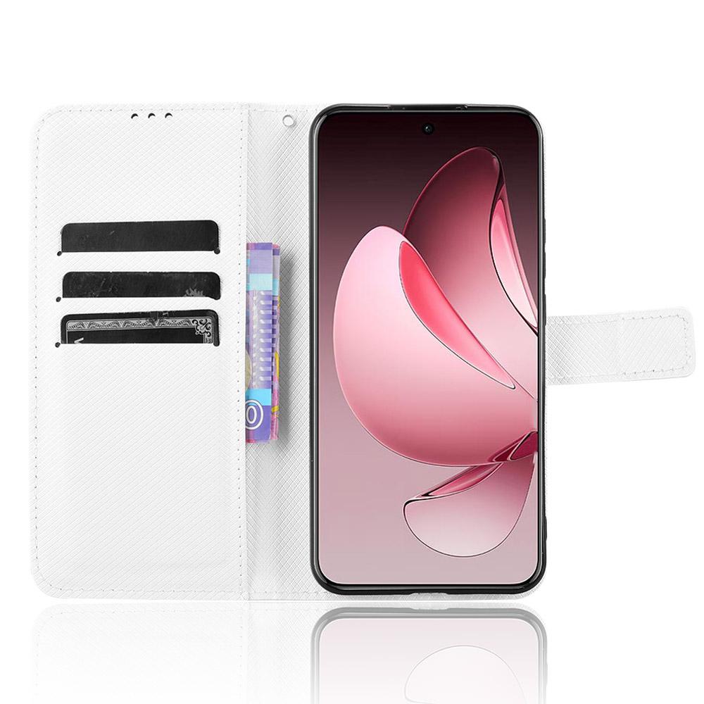 

For Oppo Reno13 Pro 5G Case PU Leather Diamond Texture Wallet Phone Cover Black