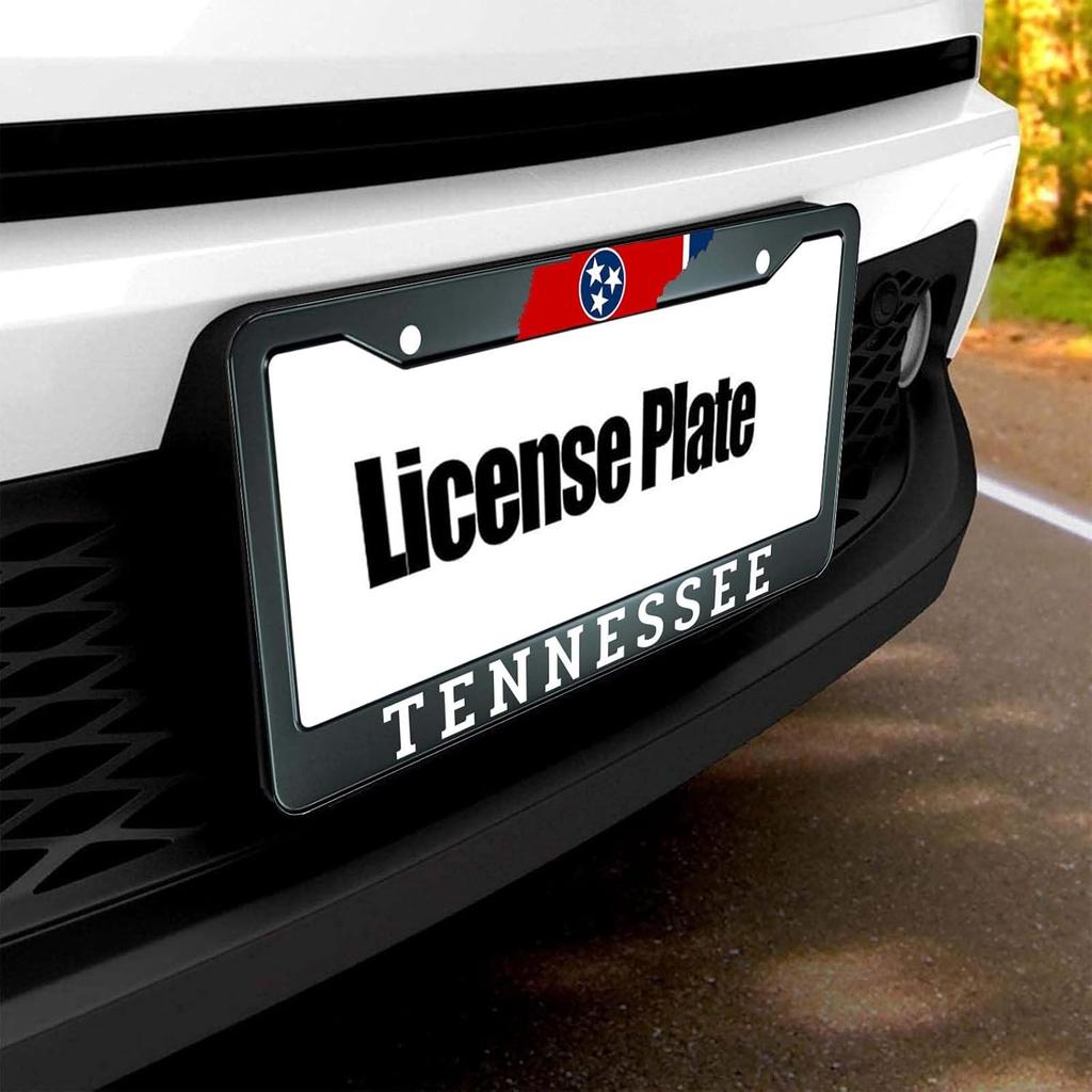 Smooffly Personalise Tennessee State Flag License Plate Frames Flag Universal Aluminum Accessories Cars Decor With 2 Holes And Screws Fits Standard