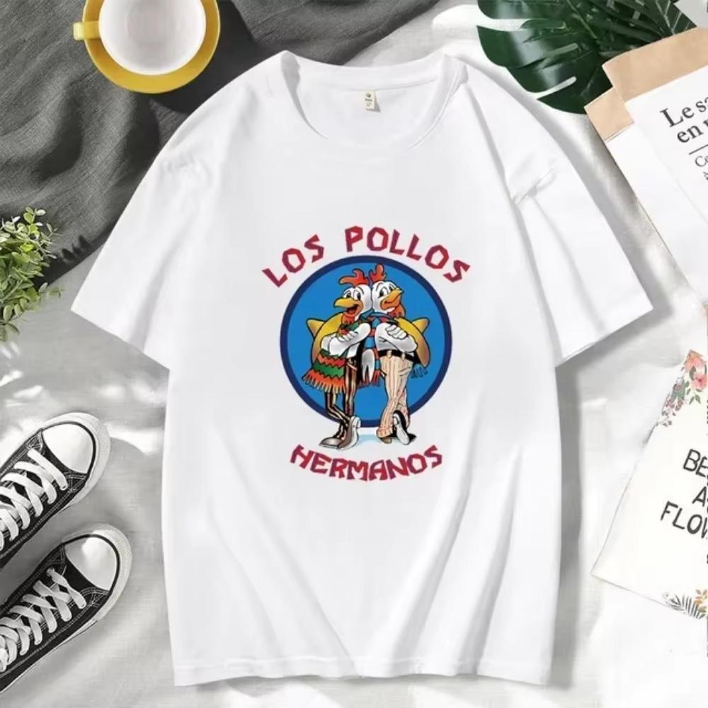 Men's T-shirt LOS POLLOS Hermanos Funny Printed Men Fashion Casual Short Sleeves Cotton Breathable T-shirt Chicken Brothers Tee