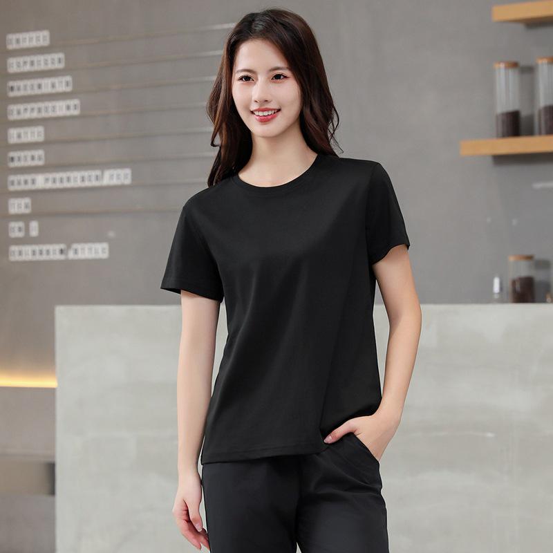 Spring-Summer Women's Casual Crew Neck Short Sleeve Solid Color Loose T-Shirt