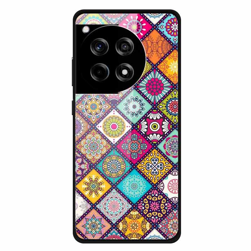 For OnePlus 12R 5G/Ace 3 5G Case Stylish Pattern PC+TPU+Tempered Glass Cell Phone Cover