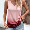 Gradient Print V-Neck Sleeveless Top Women Soft Cotton Blend Loose Fit Breathable Casual Tank