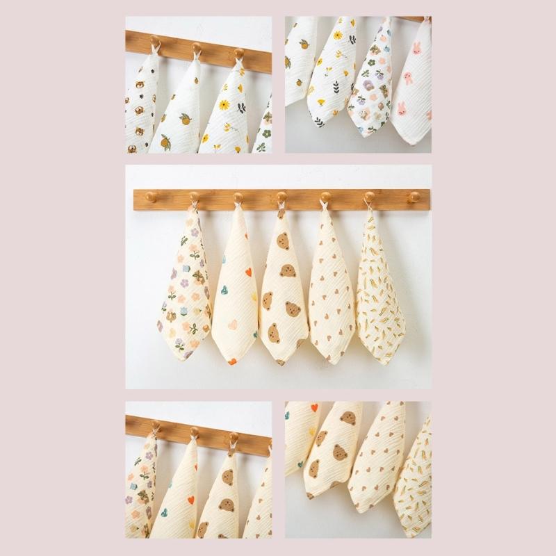 Kleine Baumwollquadrate für Babys Niedliche Baby-Spucktücher Weiche Saugfähige Waschlappen Praktische Aufhängbare Sabberlätzchen Stilvoll