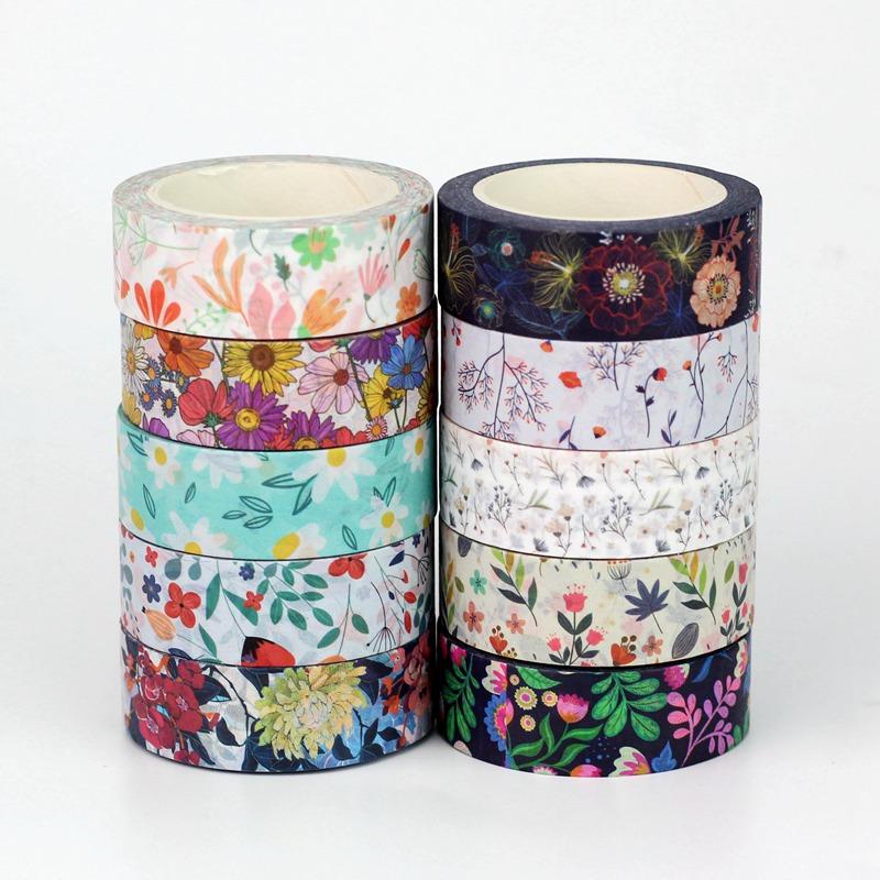 NEW 1PC. 10M Decorative Plant Flowers Leaves Washi Tape Set Scrapbooking Journaling Adhesive Masking Tape Cute Papeleria
