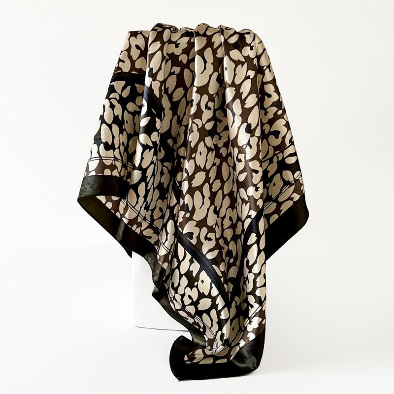 Fashionable women’s satin printed headscarf, square scarf, shawl, silk scarf, and faux silk large scarf 90*90cm