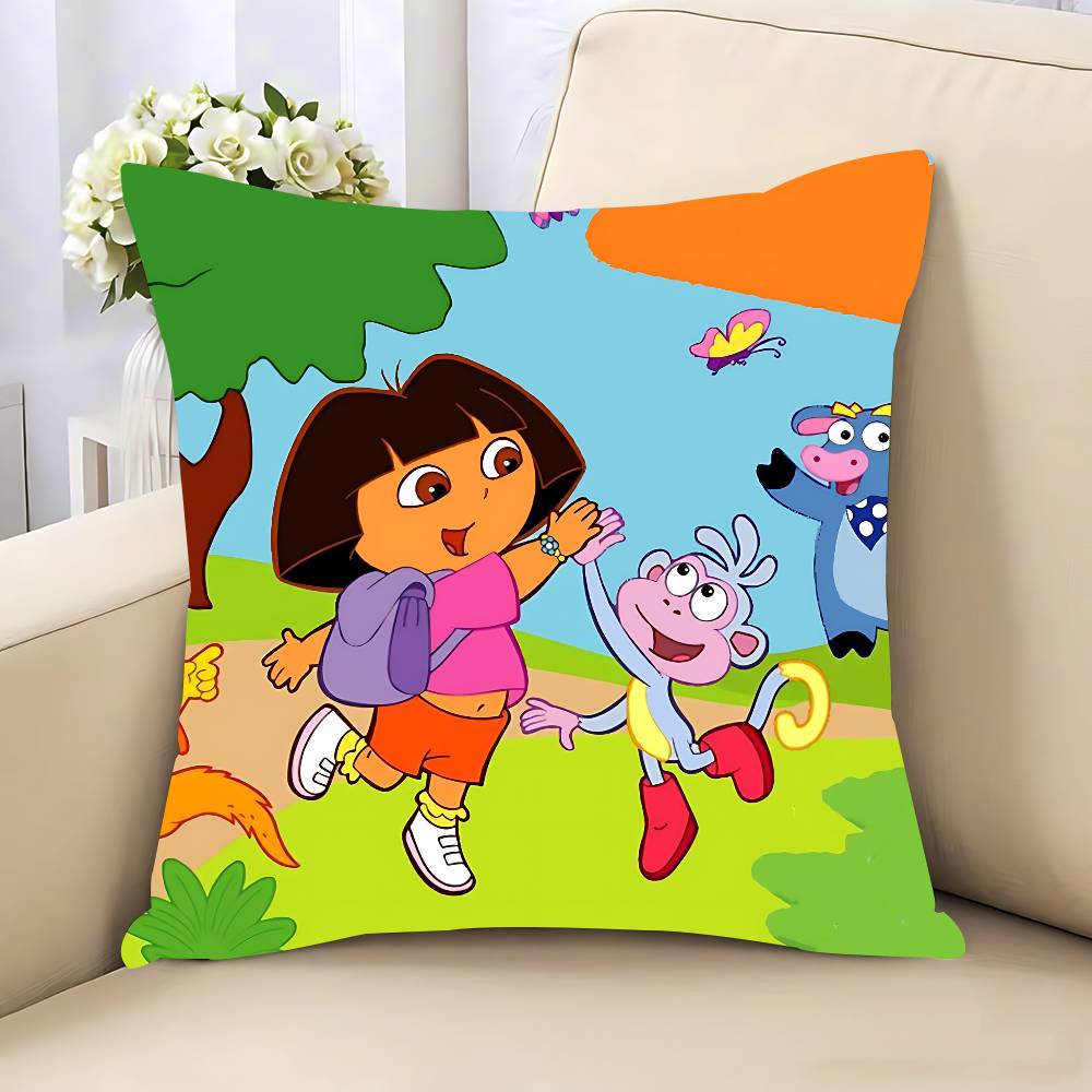 

Классическая анимация Дора-путешественница Наволочка Съемная Моющаяся Наволочка – Всесезонный Мягкий Лен 16x16in 40x40cm