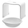 Kuai Acrylic Bath Chair and Bowl Set, Bath Stool and Basin, 25cm Tall, Medium Size (White) [13 Colors Available]