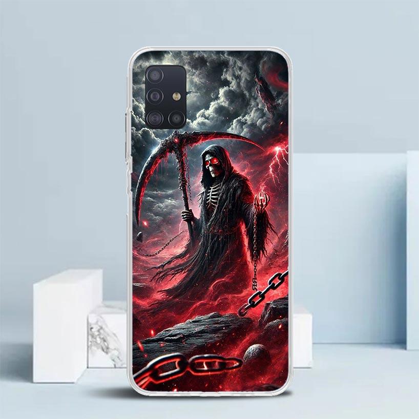 

Death Grim Reaper Skull Scythe Soft Cover for Samsung Galaxy A12 A22 A32 A52 A72 A02S Phone Case Note 20 Ultra 10 S10 Plus A51 A Samsung A32 4G