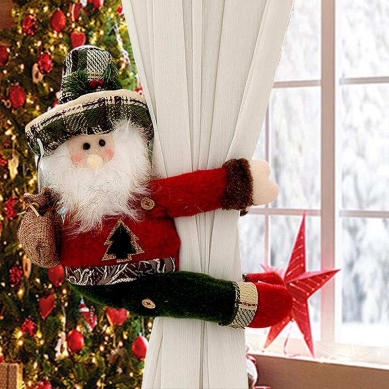Christmas Curtain Clips, Cartoon Christmas Doll Window Decorations, Bedroom Curtain Hooks, Home Decoration Accessories