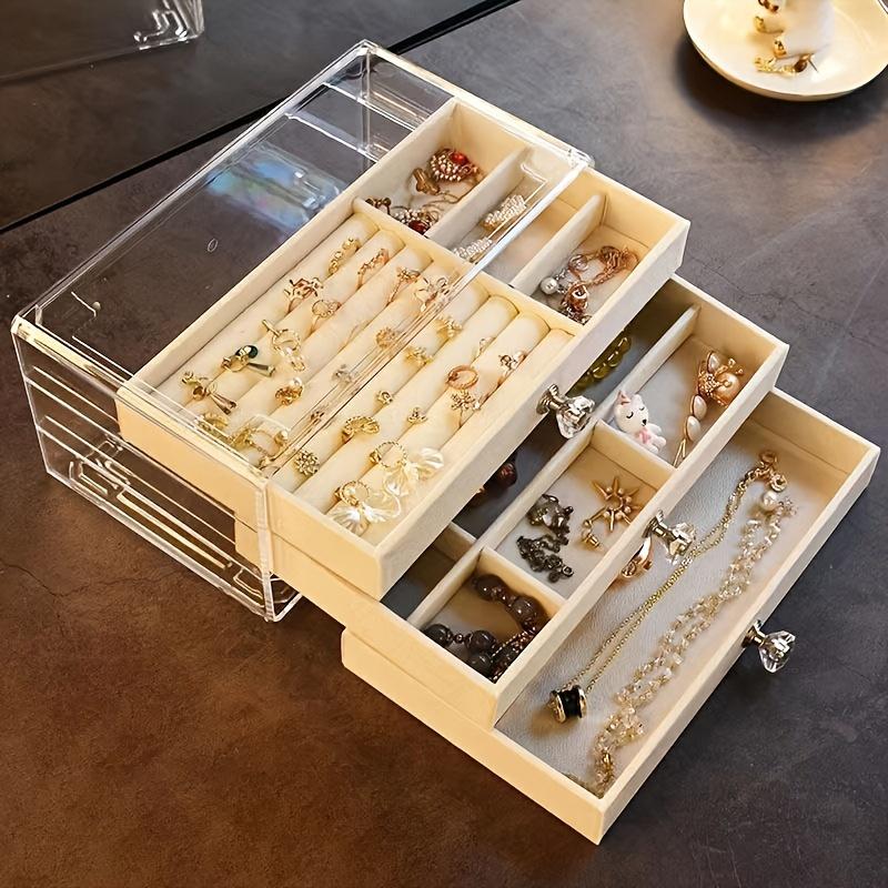 Large Capacity Drawer Jewelry Box,3-layer Jewelry Storage Box, Desktop Jewelry Storage Display Box,jewelry Earrings, Rings,necklaces, Pendants,storage