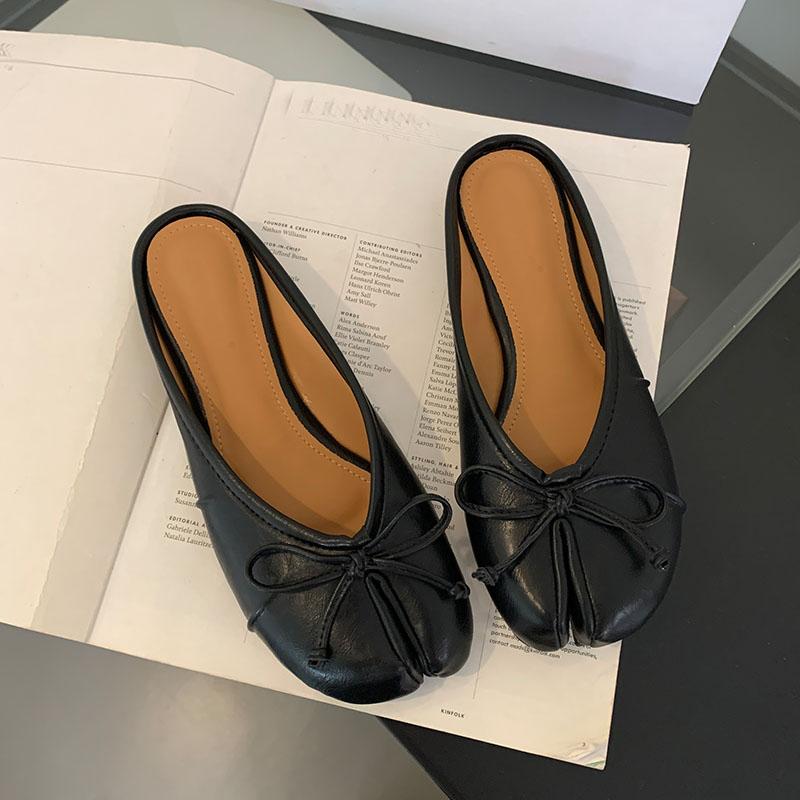 Fashion Fashion Butterfly-Knot Flats Slippers Women Mules Shoes Female Shallow Footwear Strange Toe Ladies Flats Slippers Shoes