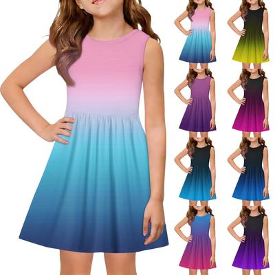 Girls' Summer Princess Dress - A-Line Vest Splice Dress