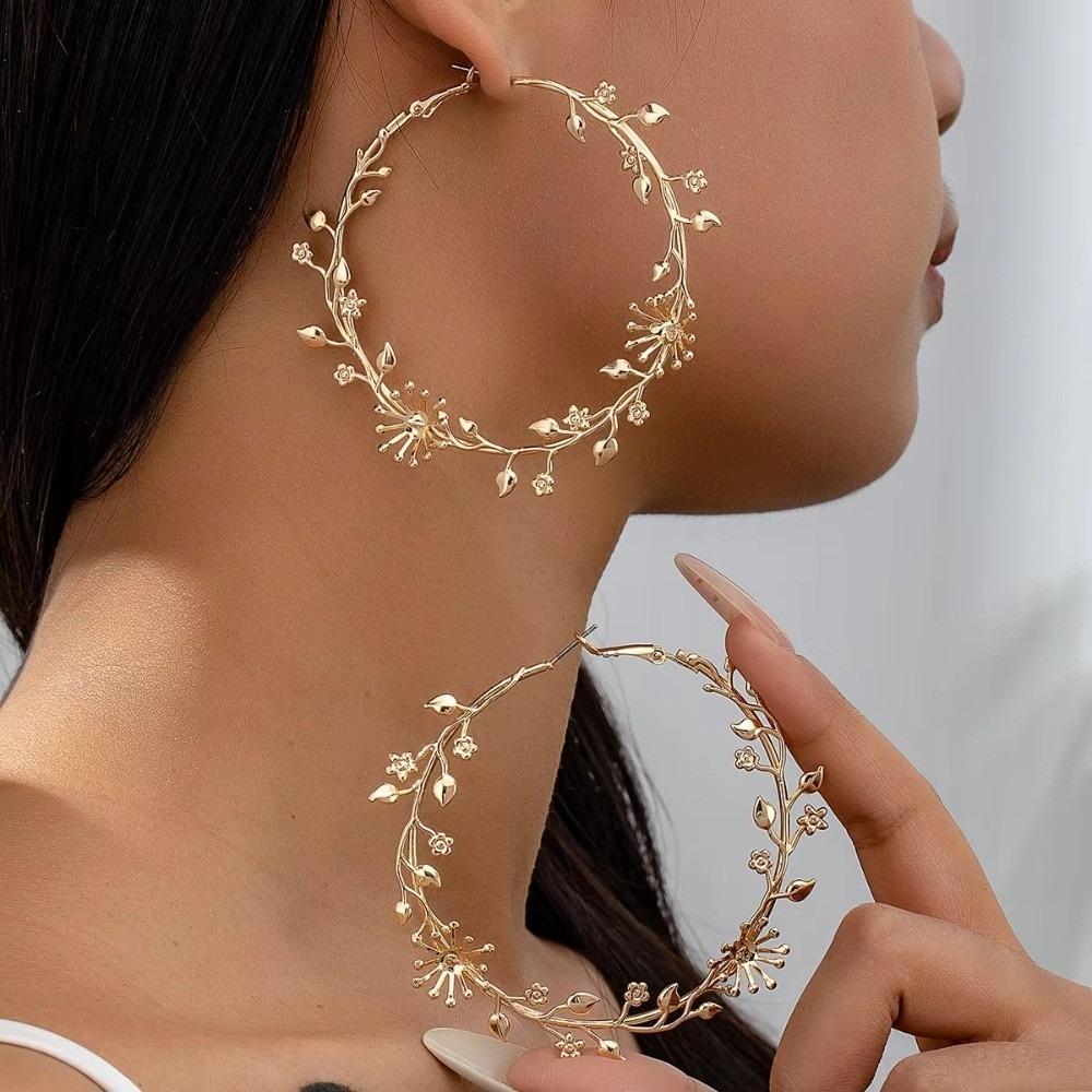 Black Exaggerated Hoop Earrings Gold Color Earrings Studs Geometric Earrings  Designer Accessory