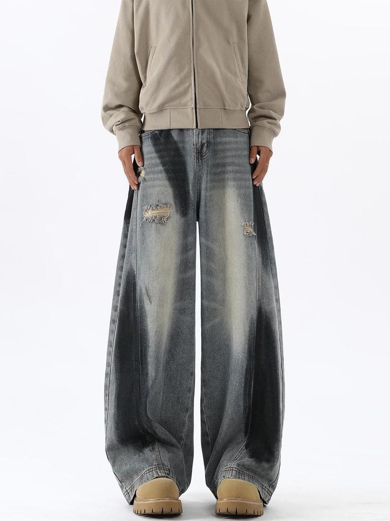 Men's Autumn Retro Wide-Leg Distressed Flare Jeans