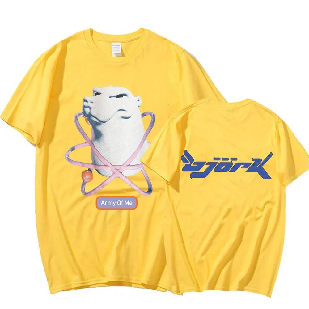 90s Singer Bjork Army of Me Bear Music Album T Shirt Fashion Casual Short Sleeve Tshirt Men Women Hip Hop Oversized Male T-shirt