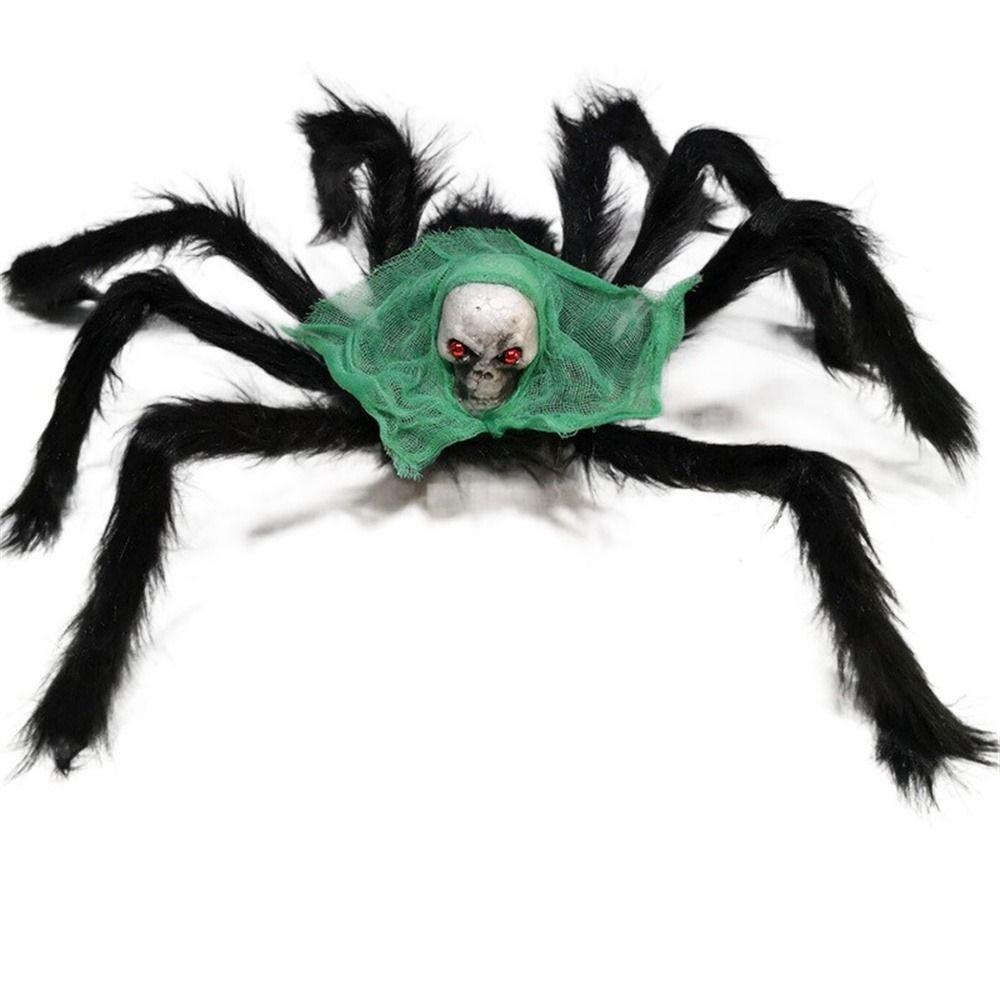 

Игрушка Детская игрушка Пушистый паук Моделирование пауков Хэллоуин Паук Украшение паука с черепом Голова A