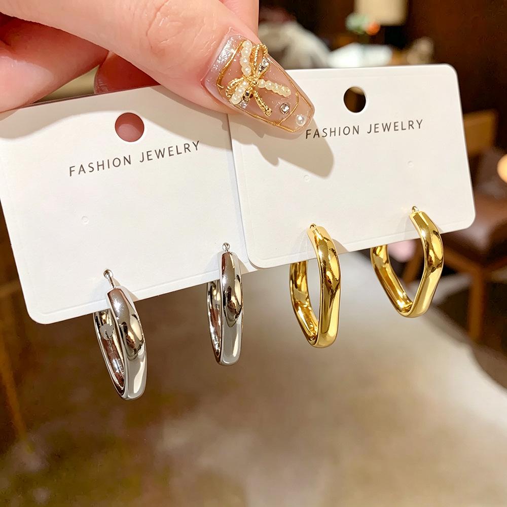 Gold Geometric Irregular Earrings - High-End Simple Style Women's Versatile Ear Jewelry