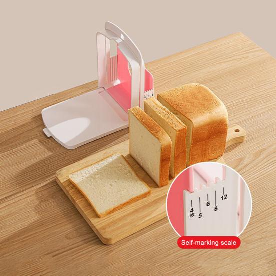 Bread Slicer for Homemade Bread Adjustable Foldable Bread Cutter with Equispaced Slots And Stable Holder Kitchen Gadget for Even Slices Sandwiches