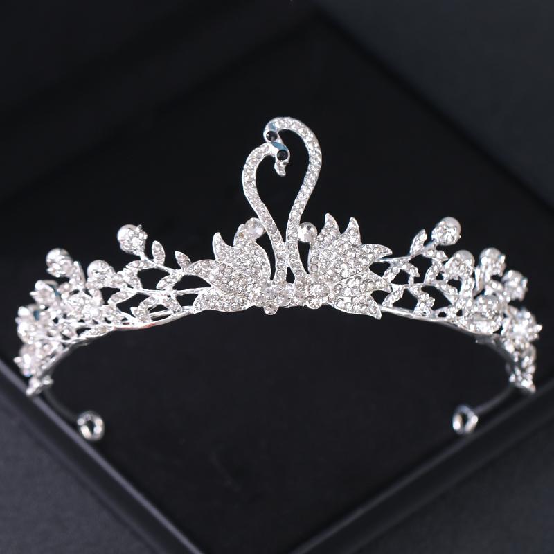 Silver Color Crystal Bridal Tiaras And Crowns Rhinestone Prom Princess Crown Tiara For Women Wedding Hair Accessories Jewelry