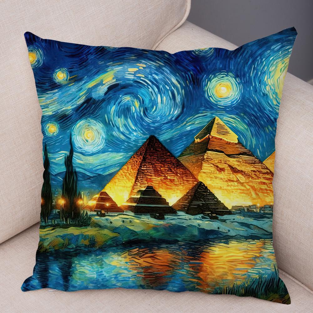 New York Paris London Rome Cushion Cover Decor Starry Sky Art Double Print Pillow Case Soft Plush Pillowcase for Sofa Home Car