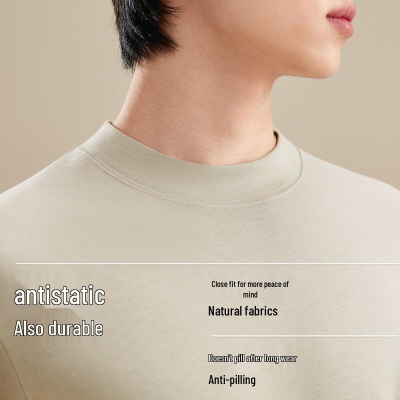 FUNIBAOLUO Men's Wool Modal Mid-Collar Base Layer Top