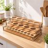 Tiered Wood Vintage and Glass Rack SpaceSaving Wooden Bottle Holder with Metal Posts