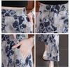 Ice Silk Printed Wide-Leg Women's Pants - Summer 2026, Elastic Waist, Loose Nine-Point Casual Straight-Leg Design