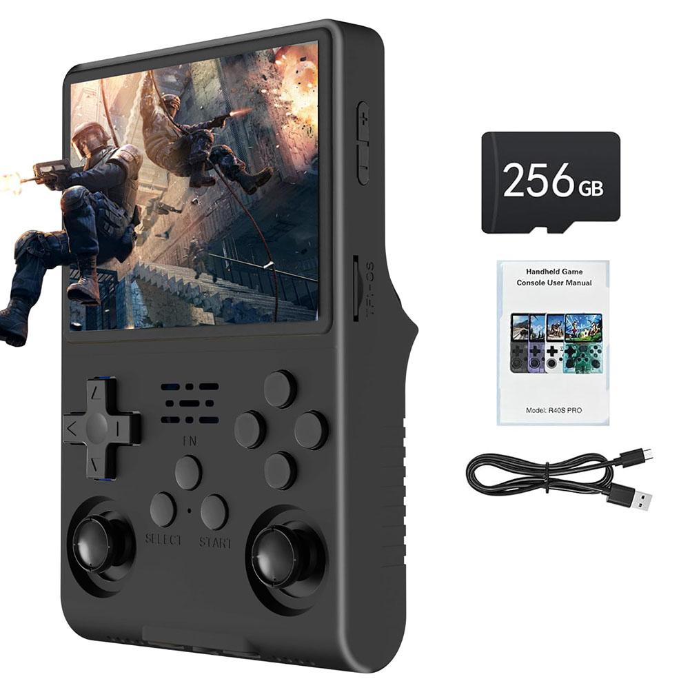 

R40S Pro+ Retro Game Console 3.5-Inch IPS Screen Open Source Handheld Video Gaming Console Built-in 15000+Games w/ 256GB TF Card чорний