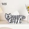 Tissue Box with Storage Box, Striped Cat Shape Dispenser, Ample Interior Living Room Space Vinyl Case, Compact Decorative Durable Paper Holder for Car