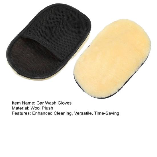 2Pcs Soft Wool Car Wash Gloves Water Absorption Car Wiping Gloves Lint-free Car Wiping Cloth for Home Auto Cleaning