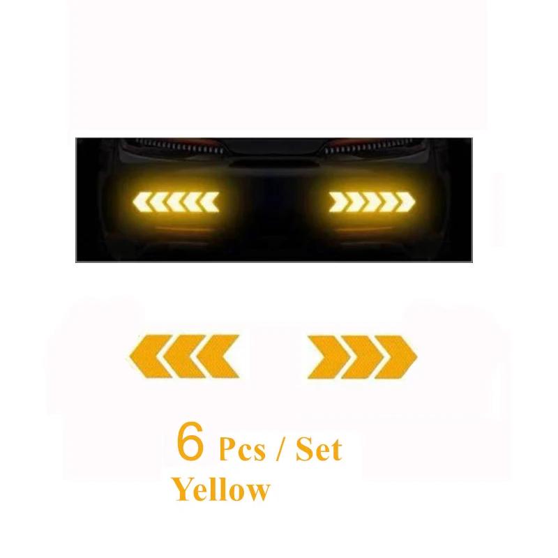 4/20pcs Car Reflective Arrow Sticker Safety Warning Sticker for Car Bumper Trunk Reflector Hazard Tape Car Styling Luminous Film