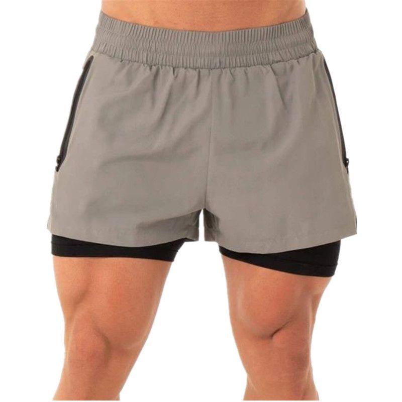 Men's Gym Sports Training Shorts With Breathable Mesh And Zippered Pockets