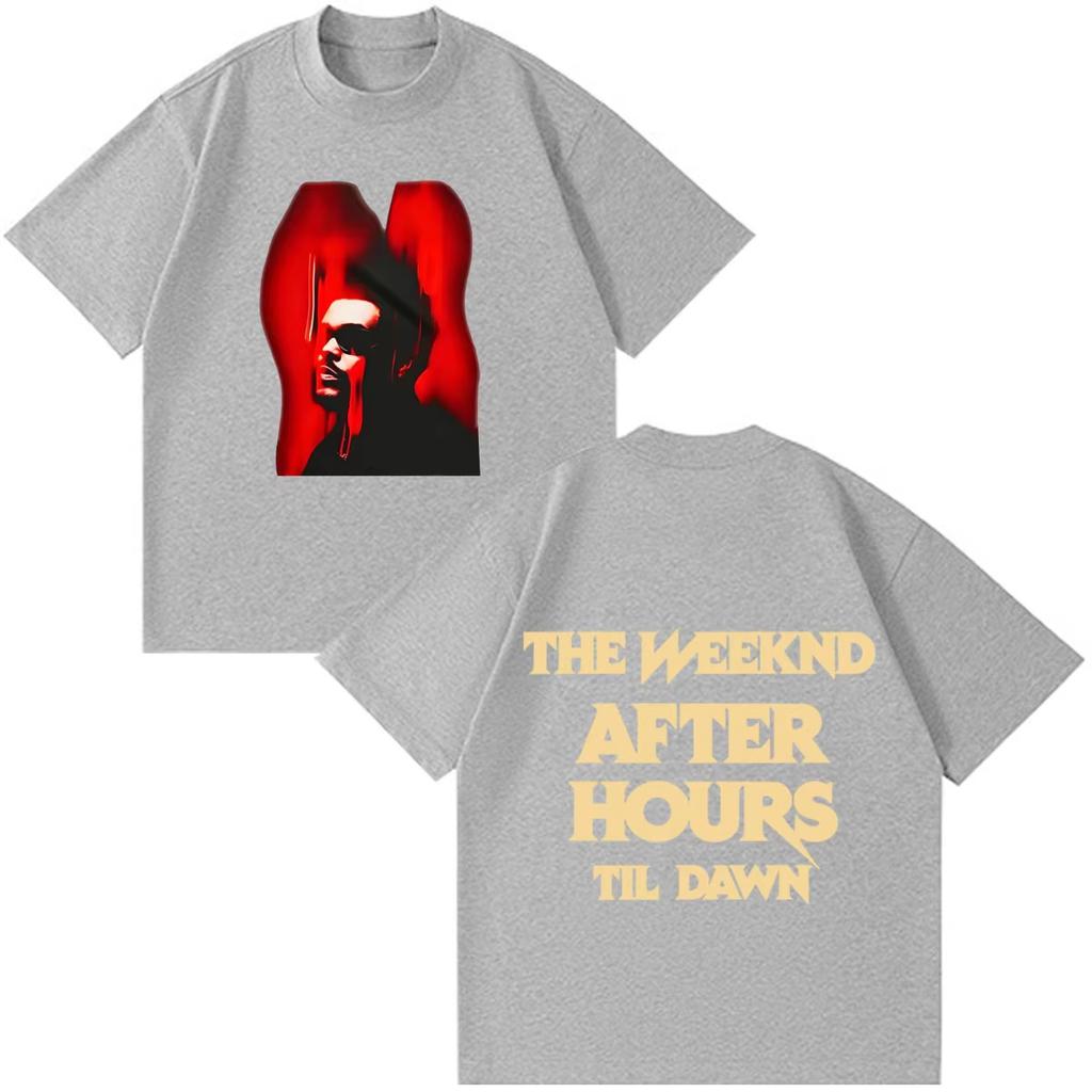 2026 Hot Sale The Weeknd After Hours Til Dawn Double Sided T Shirt Men Women Red Portrait Print Casual Short Sleeve Tee R&B Music Fan Merch Streetwear