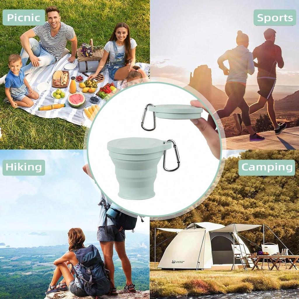 Gobelet de voyage pliable en silicone Leeseph, gobelet de camping pliable, gobelet portable réutilisable pour la randonnée, l'extérieur et les voyages