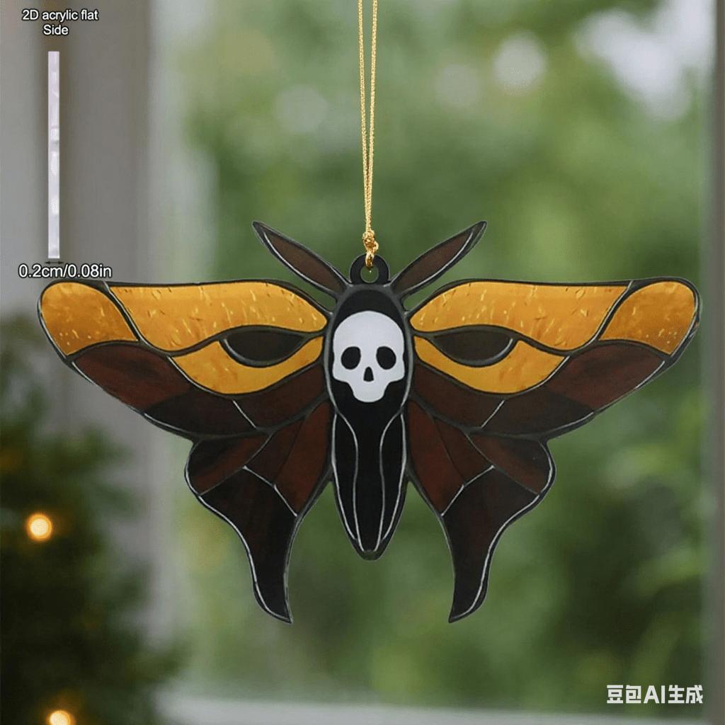 1 Stück Acryl Halloween Schmetterling & Totenkopf Fensterbehang Sonnenfänger Gotisch, Vier Jahreszeiten Dekoration, Neuheit Heimdeko, Perfekt Langlebig für Schlafzimmer