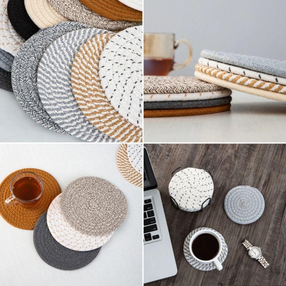 4Pcs 18-33cm Table Placemats Set Large Hot Pads Woven Pot Holders  Countertop Protection