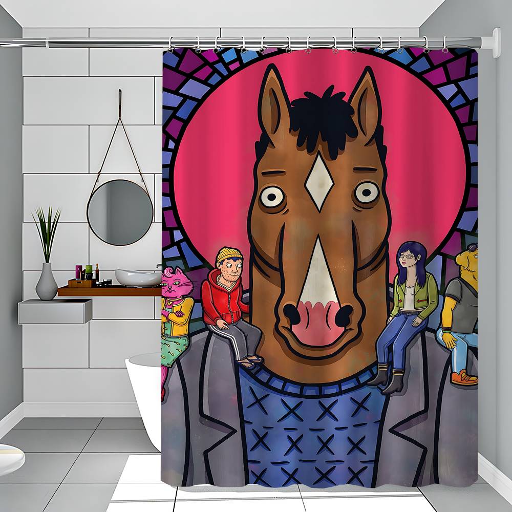 B-BoJack Horseman Art Shower Curtain Summer Beach Bathroom Decorative Shower Curtain, Waterproof