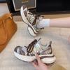 Thick-soled Imitation Leather Dad Shoes for Women 2025 Autumn New Mesh Breathable Versatile Casual Sports Running Shoes